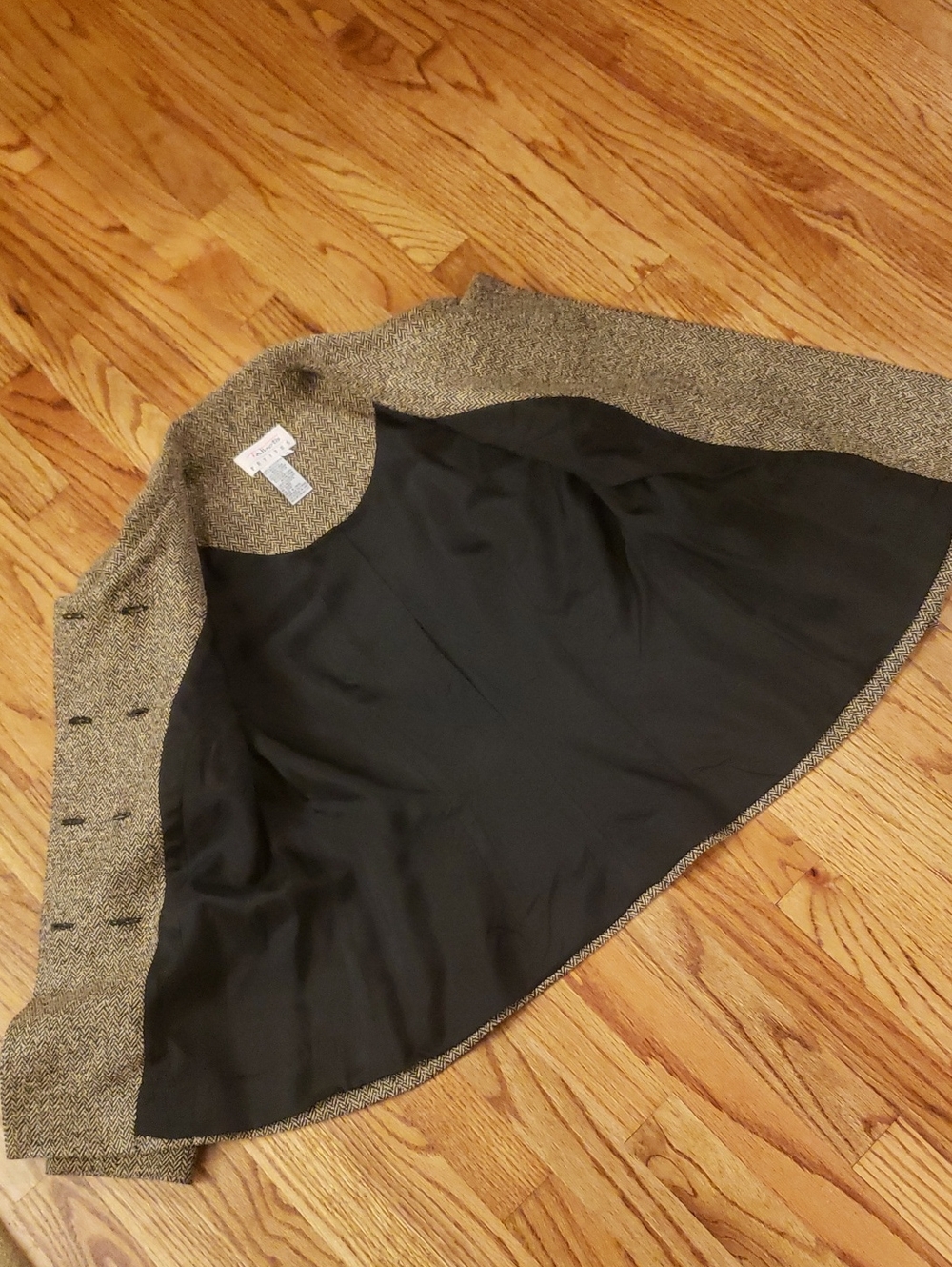 Vtg Talbots Women's Double-Breasted Herringbone Blazer in Tan and Black - 10P - Picture 9 of 13